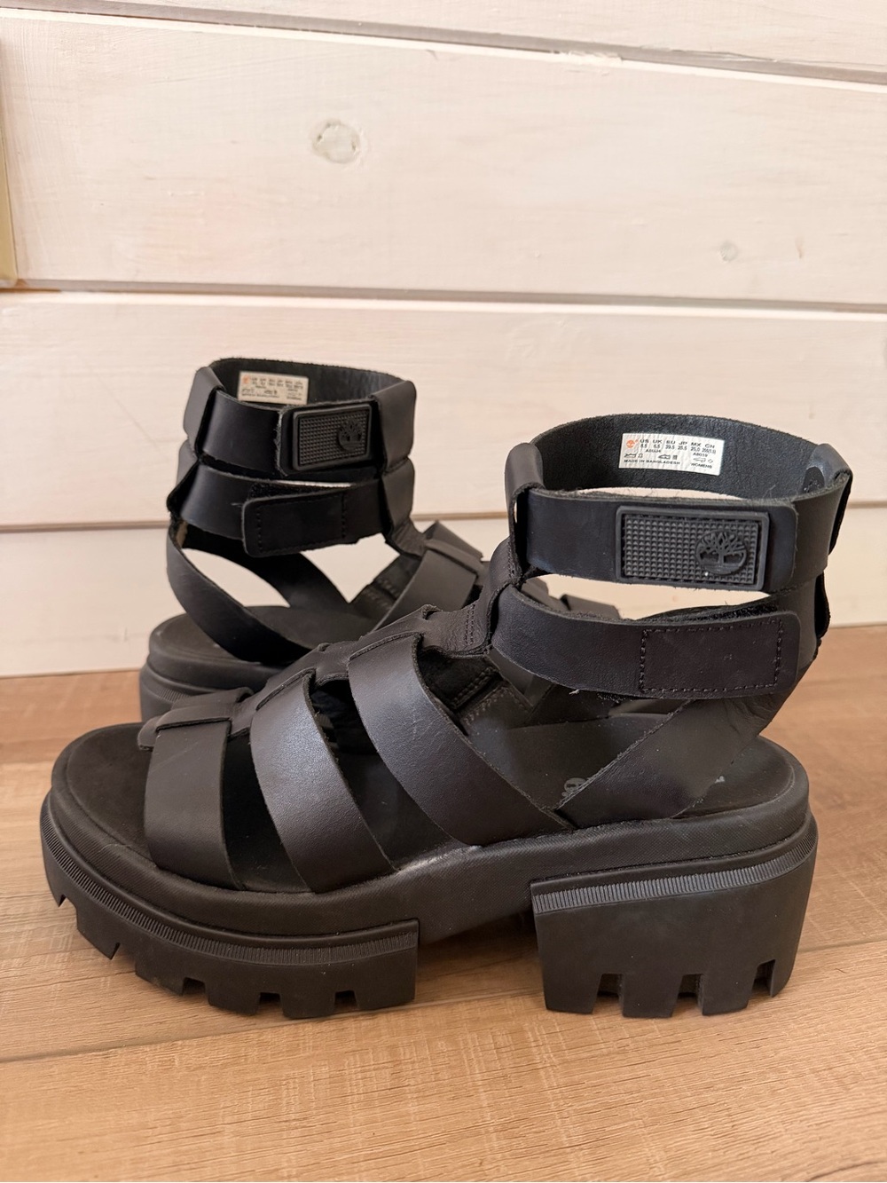 Timberland Black Chunky Gladiator Sandals for Women